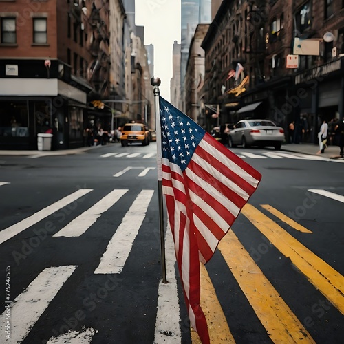 American flag on a street, American Flag in the Street, Memorial Day, American Flag background, patriotic, United States 