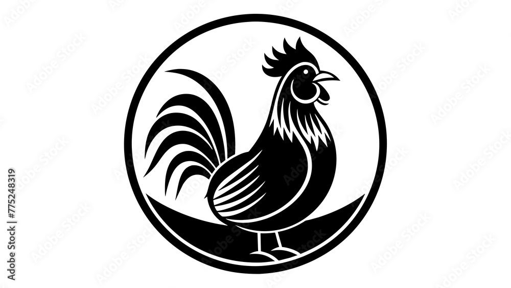 Obraz premium a-rooster-icon-in-circle-logo vector illustration