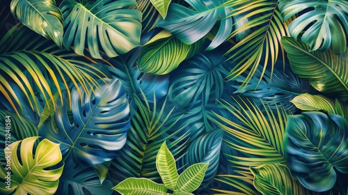 Abundant Green Leaves Against Vibrant Blue Background
