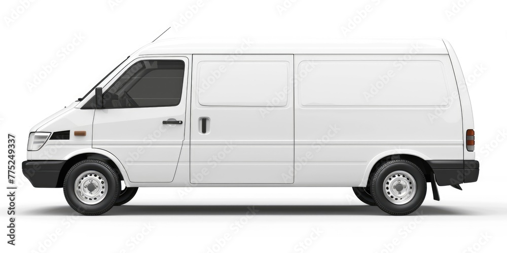 Isolated White Van for Freight and Transport, Land Vehicle for Trucking Needs - Car Mode 