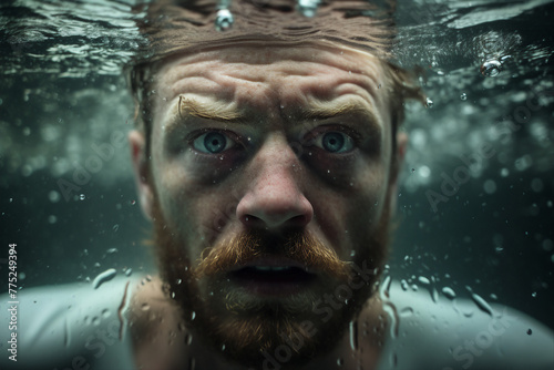 AI generated photo picture of scuba diver person swimming in the under water sea © Tetiana