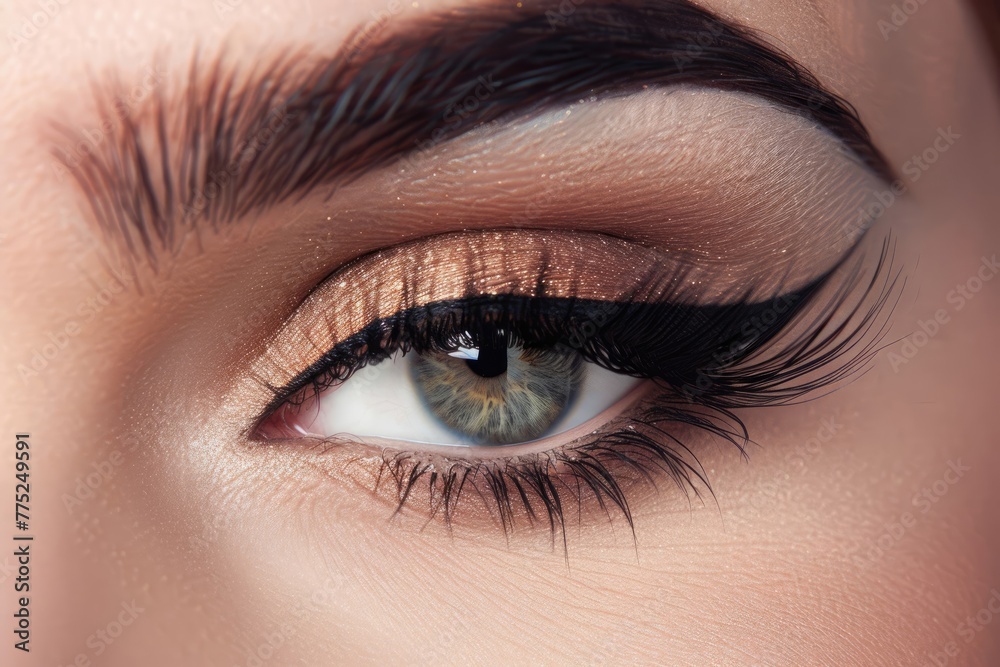 Long Lashes, Perfect Make-Up: Beautiful Closeup of Woman's Eye with Extreme Eyelashes and Black Liner Makeup for Fashion and Beauty Long Lashes, Perfect Make-Up: Beautiful Closeup of Woman's Eye with Extreme Eyelashes and Black Liner Makeup for Fashion and Beauty