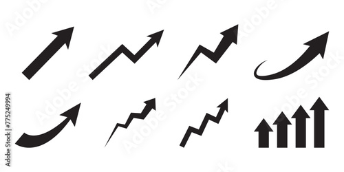 Growth Trend arrow Chart icon vector set. Profit graph illustration sign collection. up arrow symbol or logo vector design,