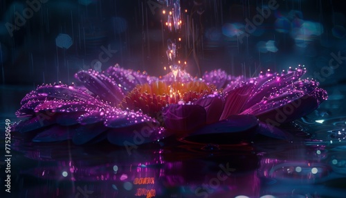 Vibrant Anime-Inspired Floral Dreamscape Generative AI photo