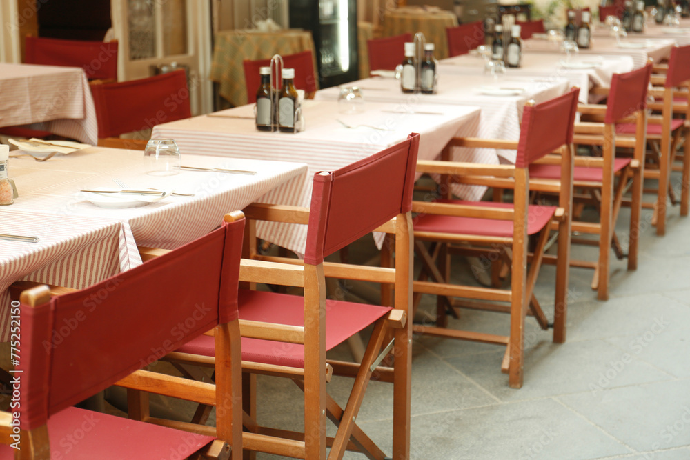 Served tables in modern restaurant