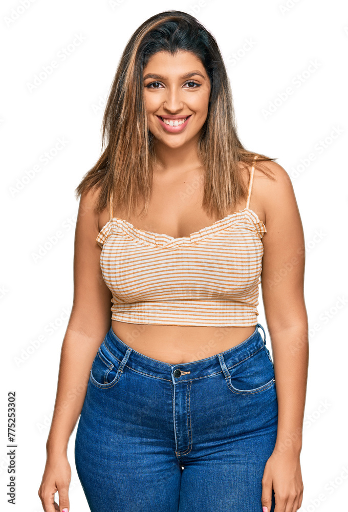 Beautiful brunette woman wearing casual clothes with a happy and cool smile on face. lucky person. Beautiful brunette woman wearing casual clothes with a happy and cool smile on face. lucky person.