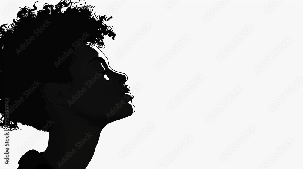 Black Woman Silhouette with Simplified Happy Expression Generative AI