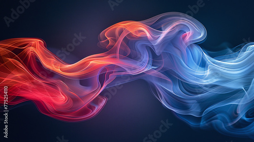 abstract smoke background, red and blue color palette, fluent dynamic smoky