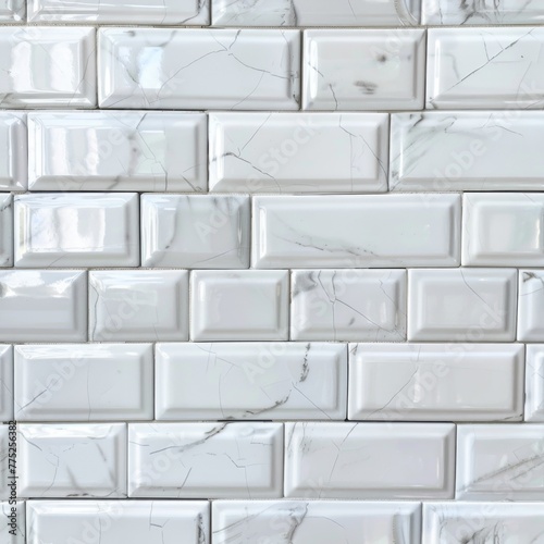 Detailed view of a white tiled wall  suitable for architectural and interior design projects