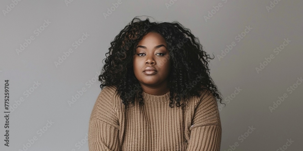 beautiful female model plus size on a simple isolated background beautiful female model plus size on a simple isolated background