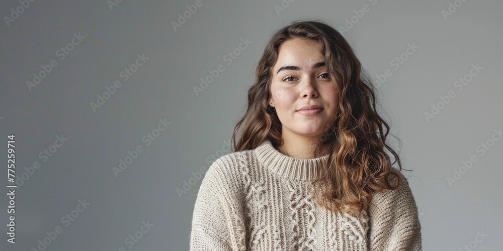 beautiful female model plus size on a simple isolated background beautiful female model plus size on a simple isolated background