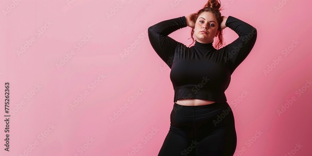 beautiful female model plus size on a simple isolated background beautiful female model plus size on a simple isolated background
