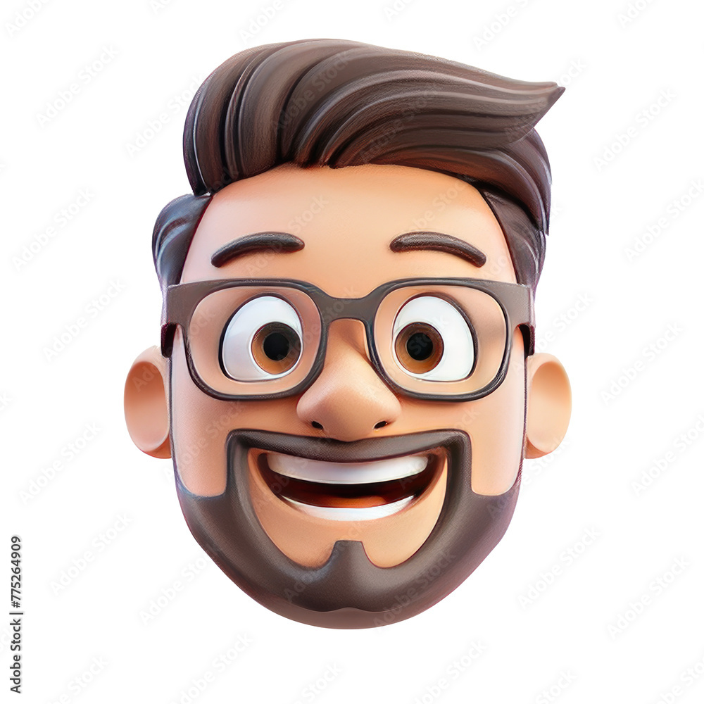 Memoji happy man on white background, 3d emoji happy male, person, boy, guy