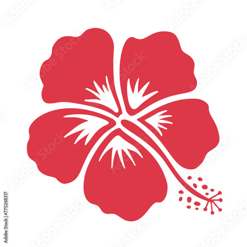 Aloha beach floral symbol tropical flower exotic hibiscus bloom. Chinese rose icon silhouette single flower sign isolated. Design element for logo, Hawaiian fashion print, stamp, card, decoration. © Cute Design