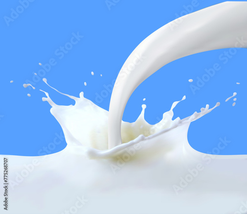 Realistic milk splash.3d milk splash