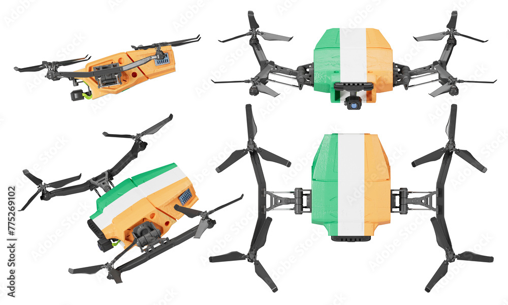 Drones Graced with Irish Flag Colors Taking Flight in the Darkness of Night Drones Graced with Irish Flag Colors Taking Flight in the Darkness of Night