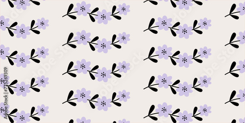 Seamless pattern of lilac spring blossoms and branches on pink background. Floral design for textile  wallpaper  wrapping paper. Flower backdrop.
