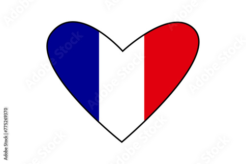 Heart shape with French flag colors. Digital illustration of patriotic concept. French culture and national pride design for print and decoration. 