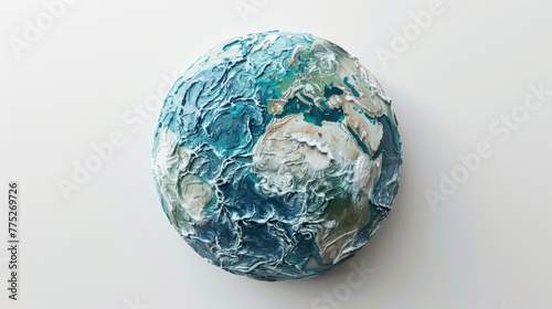 Earth's majestic patterns rendered in 3D, a top view in high resolution on a pure white canvas