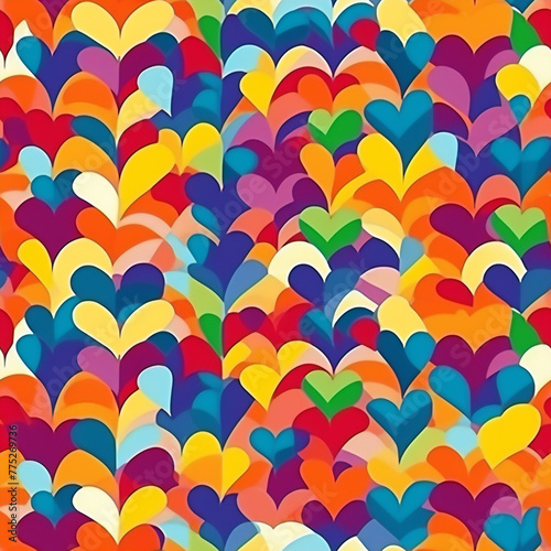Seamless vibrant pattern of multicolored hearts perfect for background and textile design