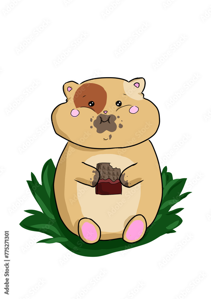 Hamster eating chocolate. It's always time for snack Hamster eating chocolate. It's always time for snack