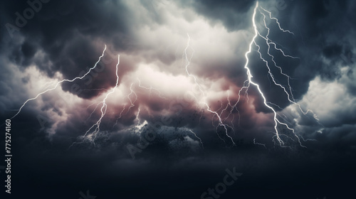 Lightning cutting through storm clouds, AI Generative.