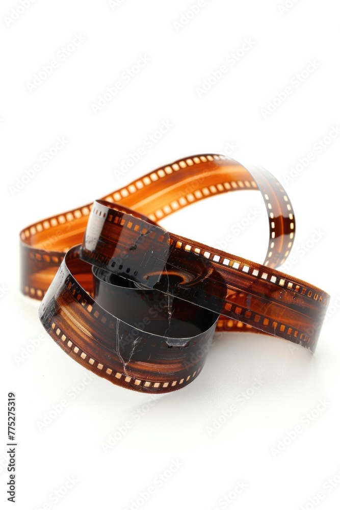 A roll of film on a white background, suitable for various concepts