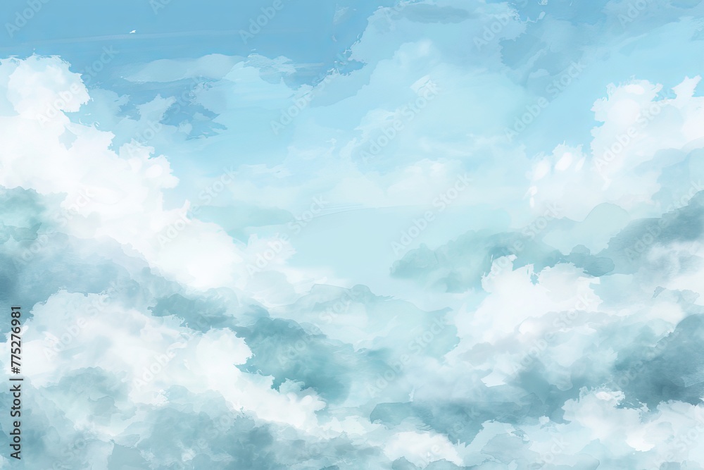 cloudy landscape with white and blue paint. place for text, greetings