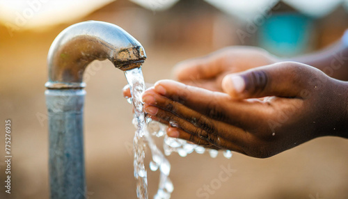 African child reaches for clean water  symbolizing hope and access to basic needs