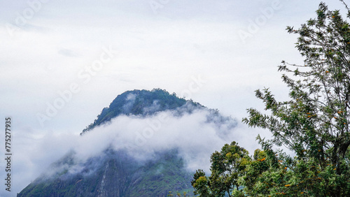 Bild auf Leinwand Little Adams Peak Sri Lanka, August Mountain Views with rolling clouds