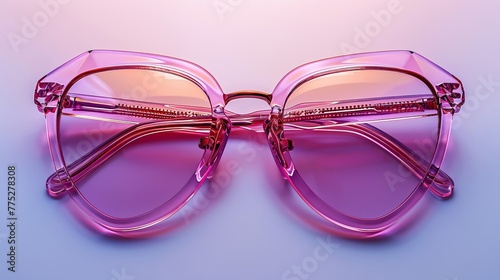 A pair of pink heart-shaped sunglasses with violet lenses, isolated on a white background.
