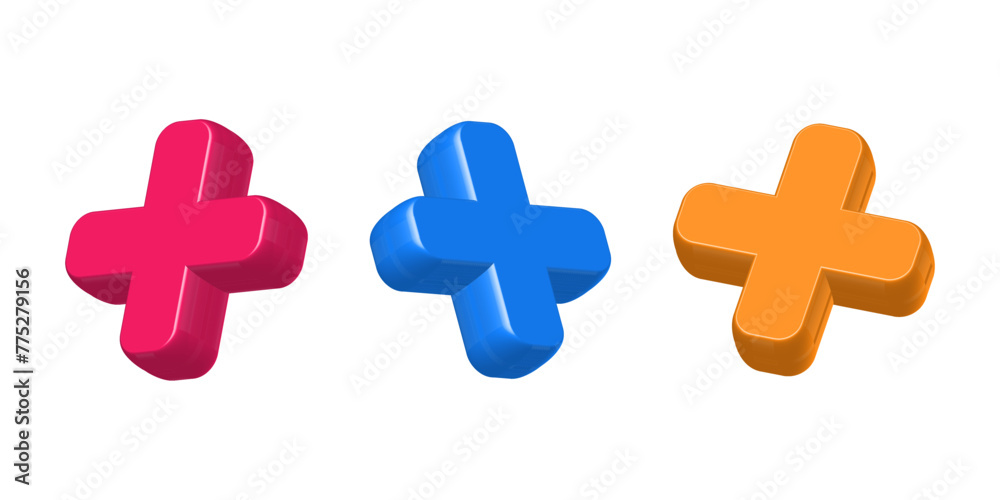 Fototapeta premium vector 3d plus symbols isolated