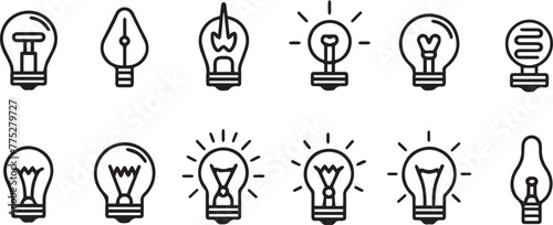 Photos Led blub lights Vector Icons on white background