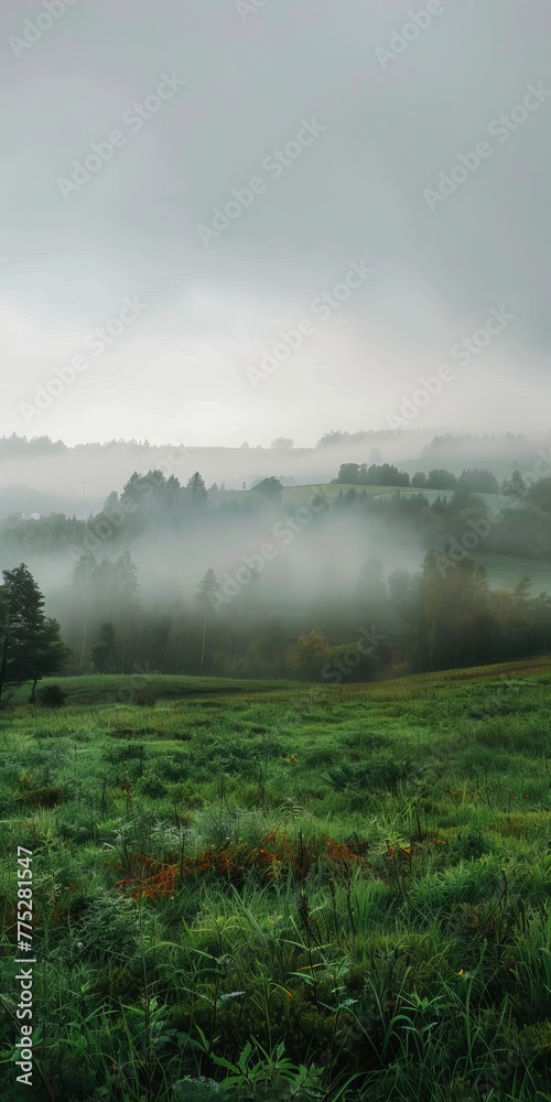 Fototapeta premium fog in the field landscape.