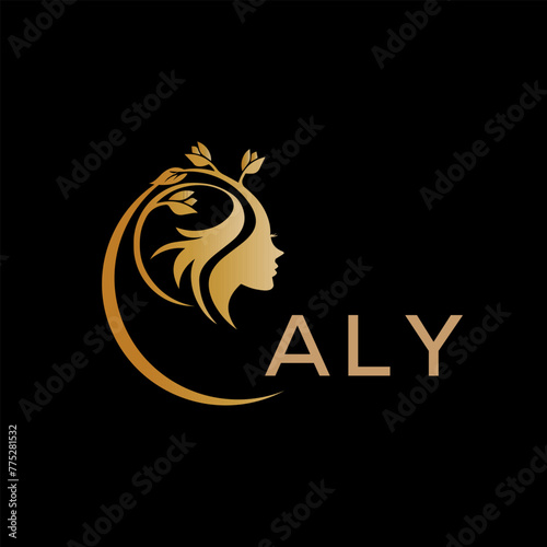 ALY letter logo. best beauty icon for parlor and saloon yellow image on black background. ALY Monogram logo design for entrepreneur and business.	
 photo