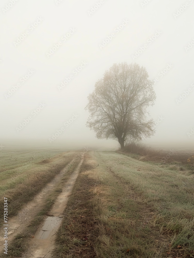 fog in the field landscape. fog in the field landscape.