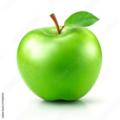Fresh green apple on white background. 