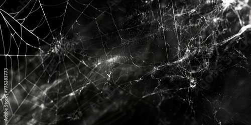 A detailed close-up of a spider web, perfect for nature themes. © Fotograf