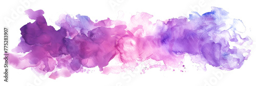 Pink and purple blended watercolor stains on transparent background.