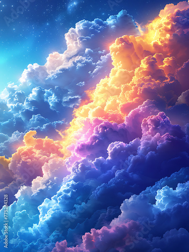 Cielo con nubes Colorido arte ilustración  photo