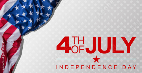Happy 4th Of July USA Independence Day Text Space Background. photo