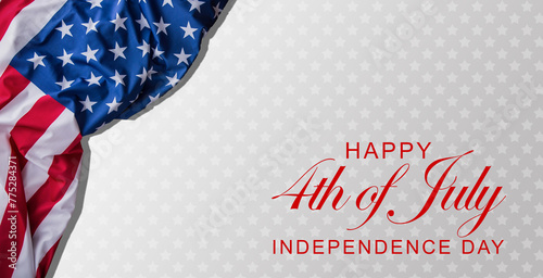 Happy 4th Of July USA Independence Day Text Space Background. photo