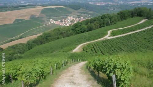 Trail above the vineyards lookout point, Kobyli vrch, Kobyli, Southern Moravia, Czech Republic photo