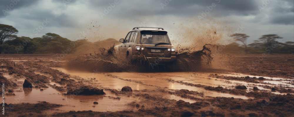 Off road expedition to the villages through mad roads. off road in action Off road expedition to the villages through mad roads. off road in action