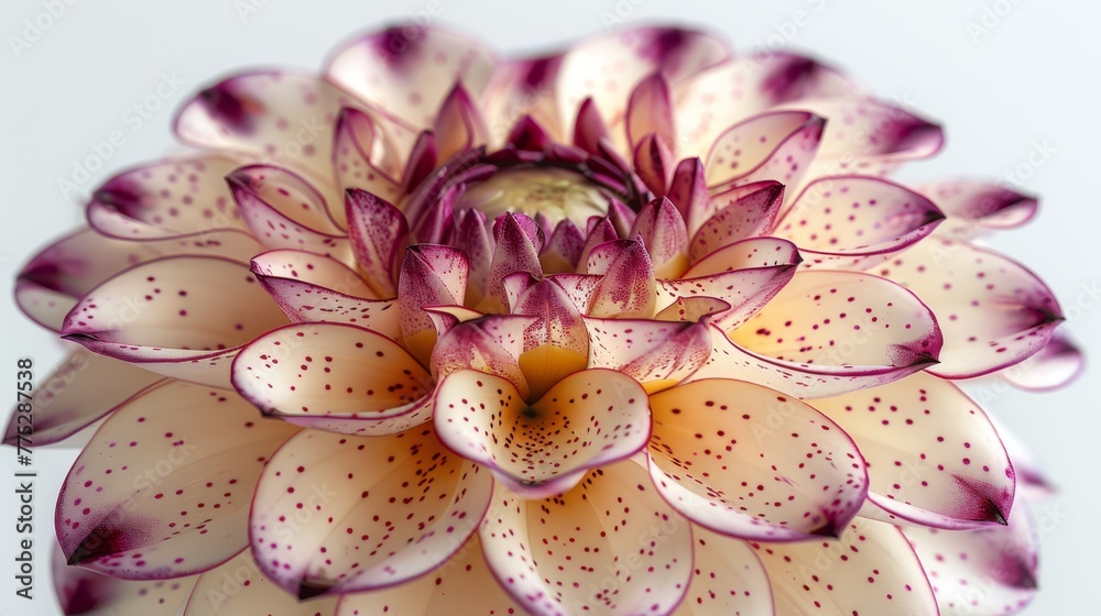 A pink and white flower with numerous dots at its center A pink and white flower with numerous dots at its center