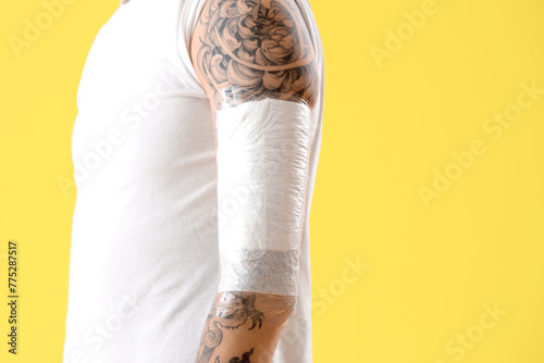 Young man with protective t...