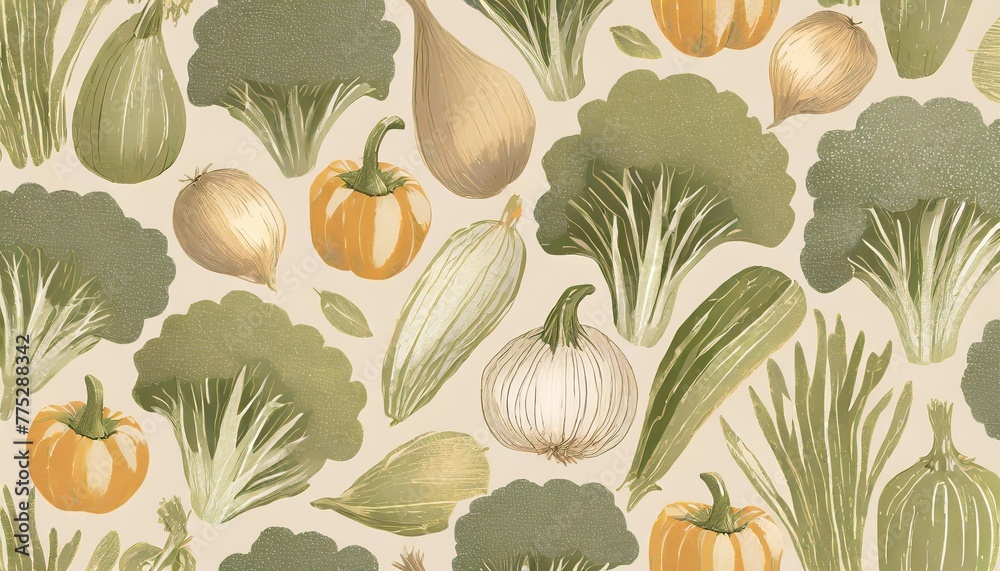 hand drawn vegetable pattern illustration