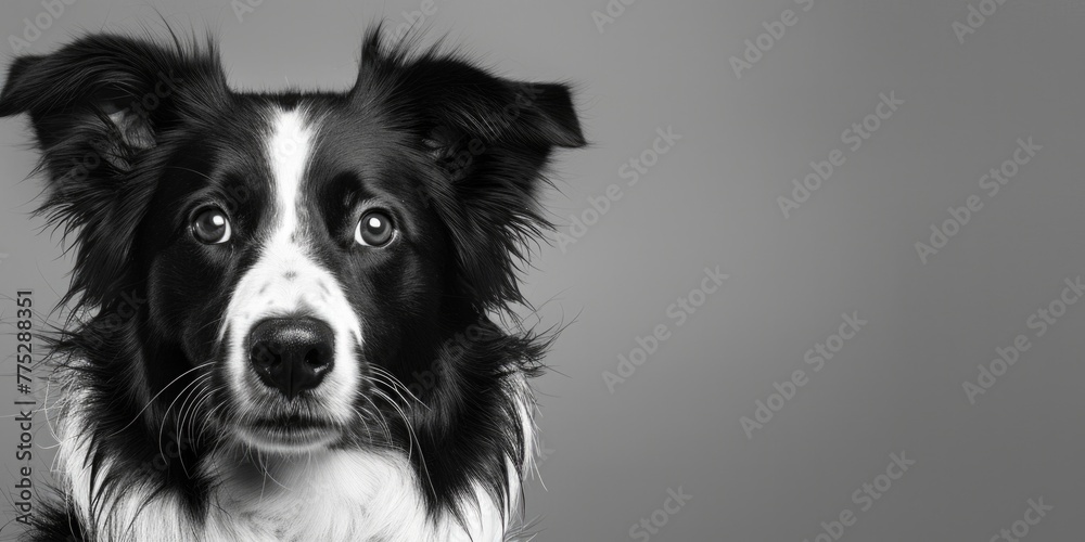 A striking black and white image of a dog. Perfect for pet lovers or animal-themed designs
