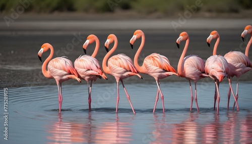 flamingos-creating-ripples-as-they-walk-in-shallow-upscaled_3