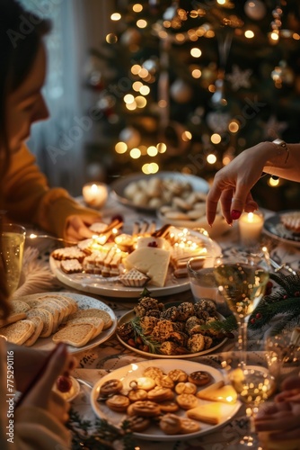 Group of people sitting at a table with plates of food. Suitable for restaurant or family meal concepts